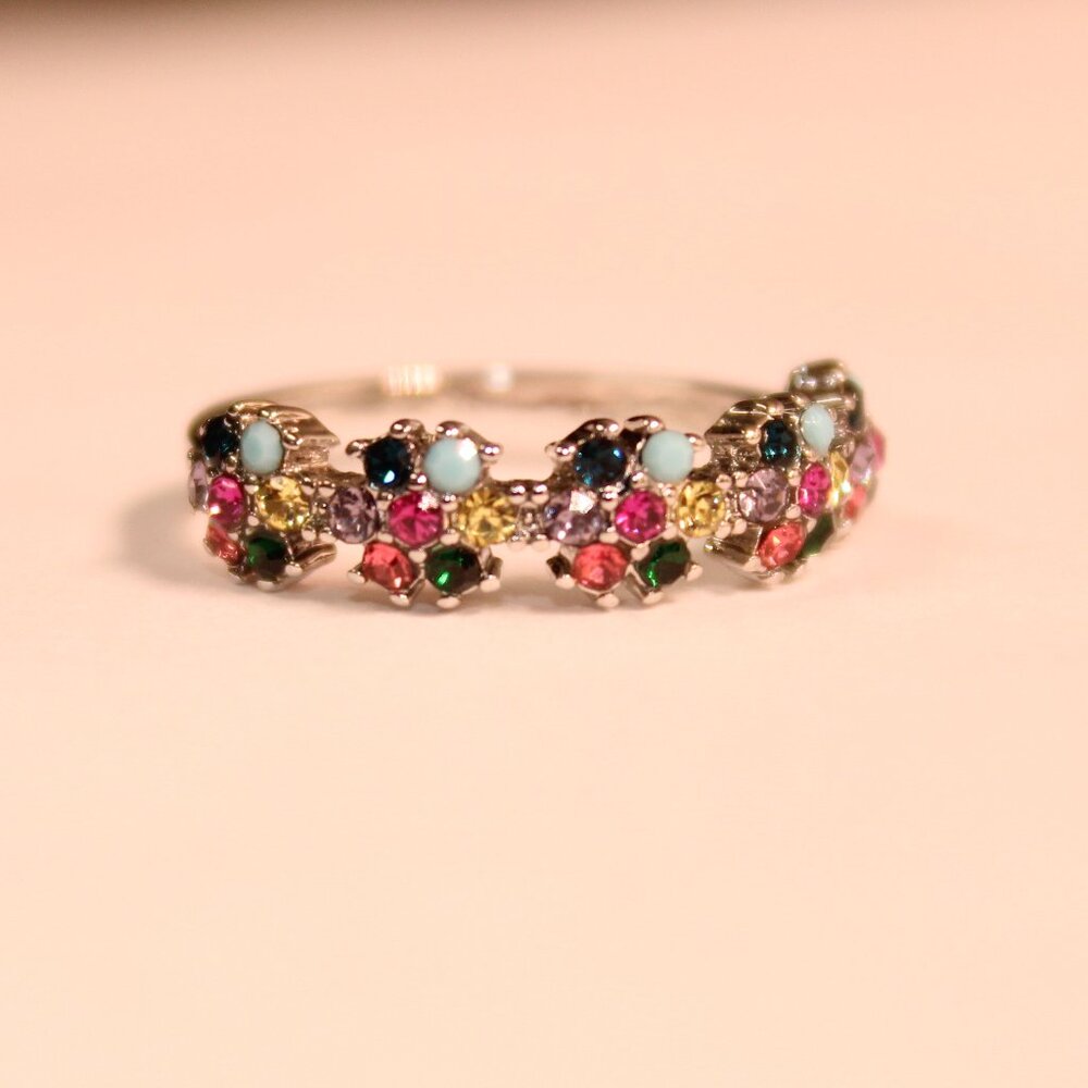 COLORFUL FLOWER GEMSTONE RING